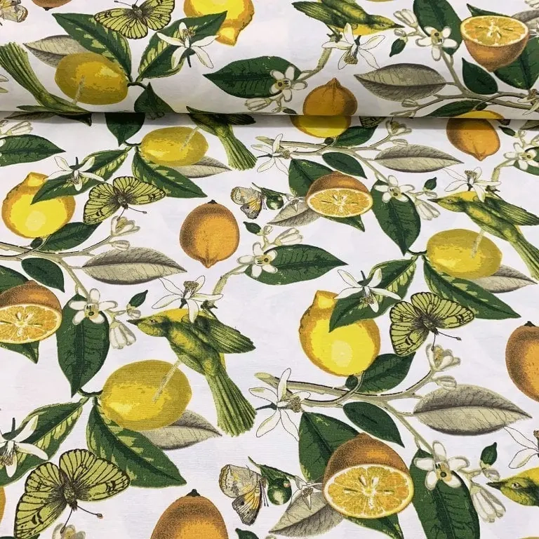 Küçükçalık Limon Desenli Duck Keten Kumaş