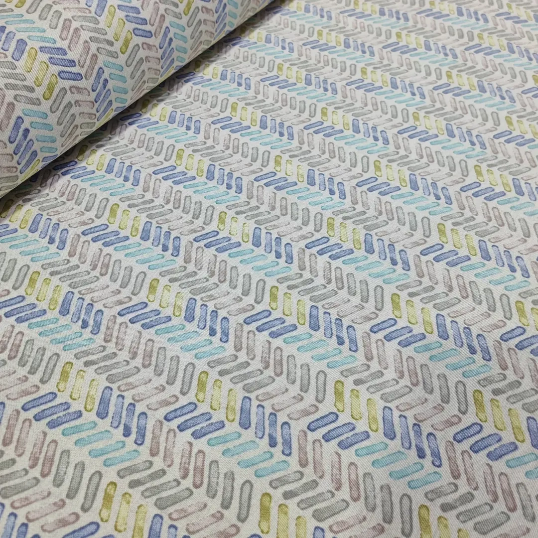 Balıksırtı Geometrik Desenli Duck Keten Kumaş