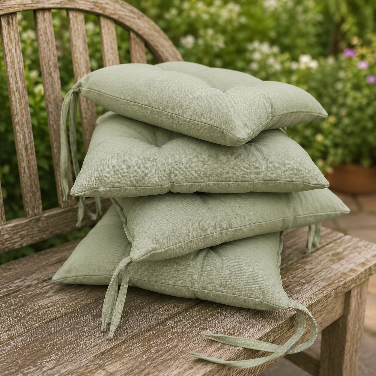 Silikon Dolgulu Bağcıklı Sandalye Minderi 40x40