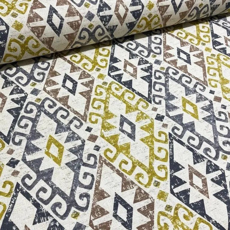Küçükçalık Etnik Kilim Desenli Duck Keten Kumaş
