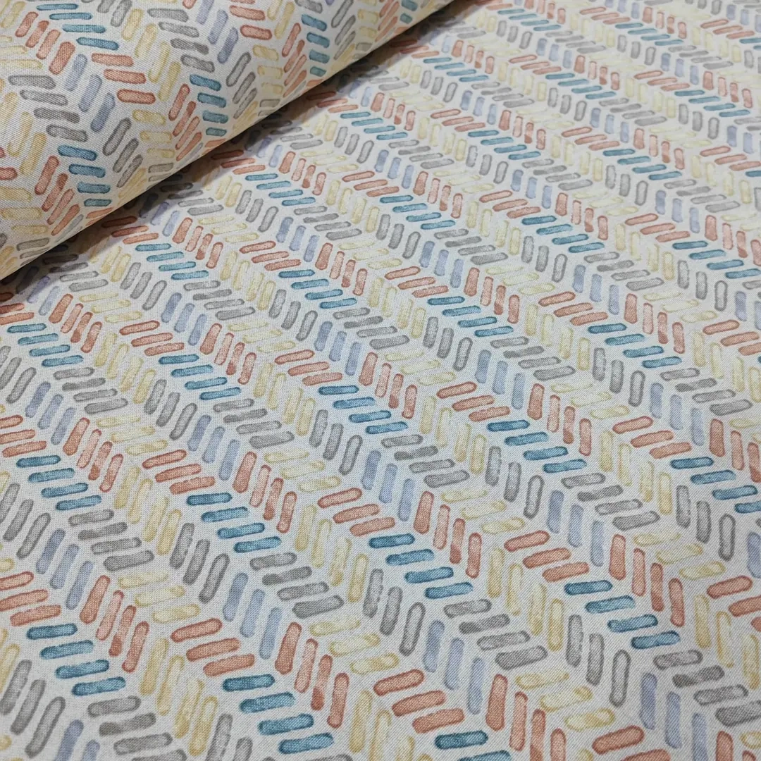 Balıksırtı Geometrik Desenli Duck Keten Kumaş